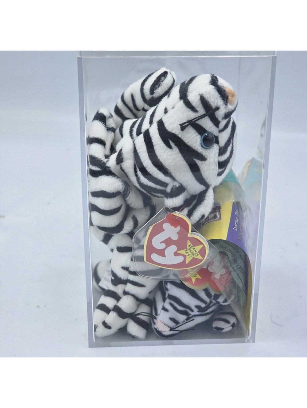 Ty Blizzard White Tiger Beanie Baby & McDonald's Teenie Beanie Lot MWMT